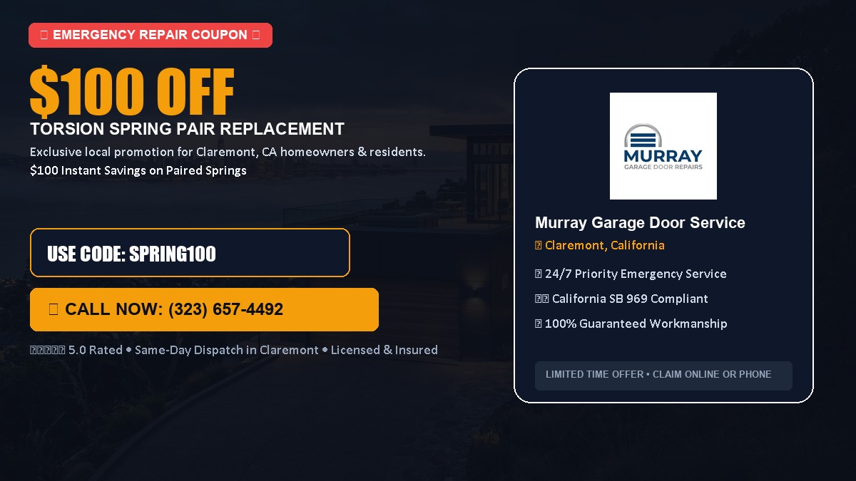 $100 OFF Heavy-Duty Torsion Spring Pair Replacement in Claremont, CA