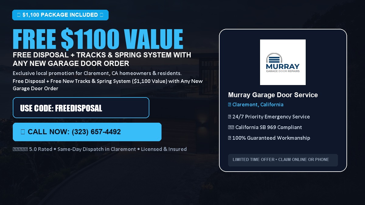 Free Disposal + Free New Tracks & Spring System with Any New Garage Door Order ($1100 Value) in Claremont, CA